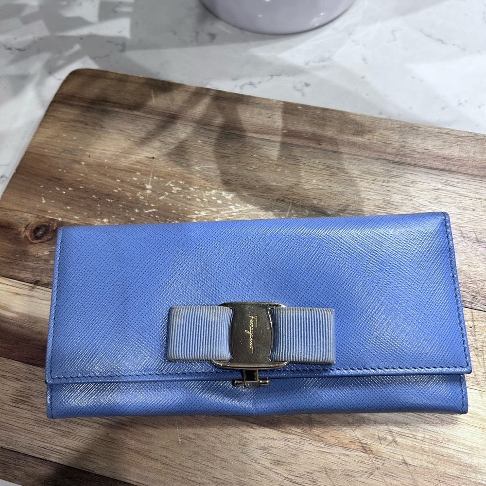 Salvatore Ferragamo Blue Leather Wallet